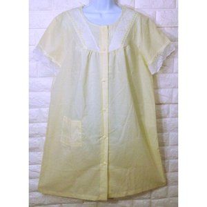 Vintage 60s Sears Dressing Gown House Robe M-36/38 Pocket Lace Puff SSL Yellow